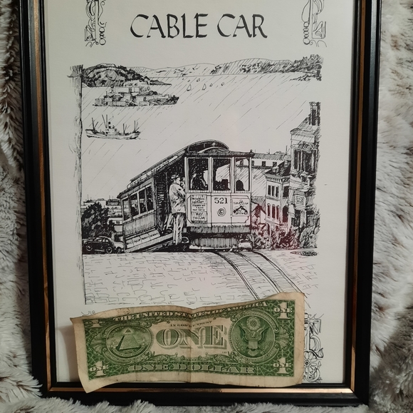 Rare DB MacAusland Cable Car San Francisco California Art Print Vtg Frame 8x12” - Picture 2 of 6